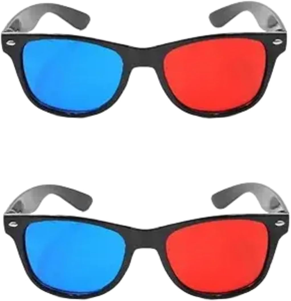 2Pcs Red and Blue 3D Glasses Universal TV Movie Dimensional Video Frame 3D