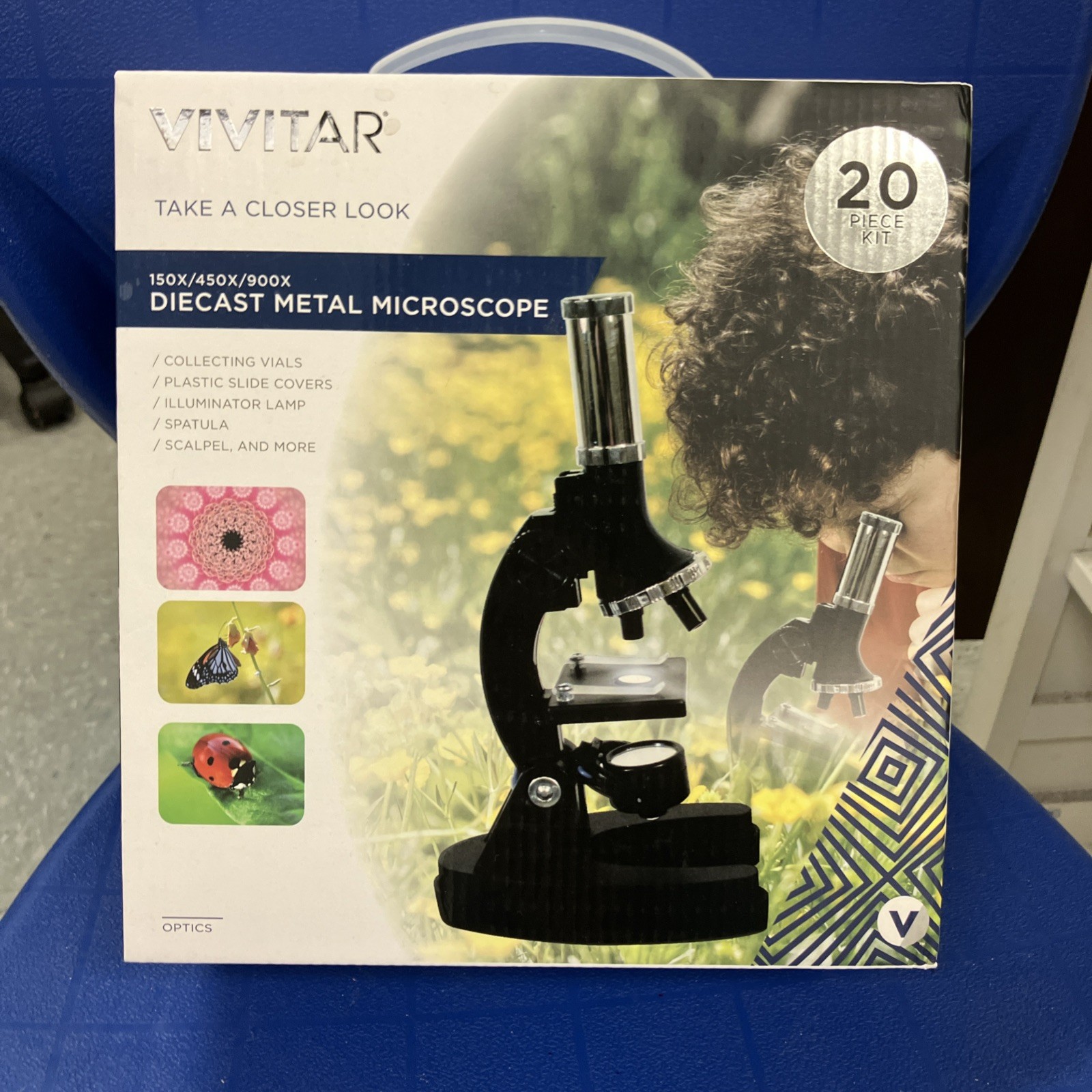 New Vivitar Diecast Metal Microscope 20x Magnification 20 Piece Kit for Ages 6+