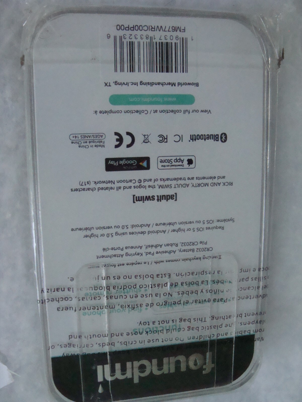 NEW SEALED Rick & Morty Foundmi Bluetooth Tracking Selfie Remote Keychain