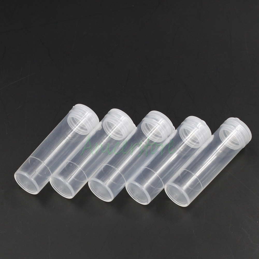 5pcs 6ml Plastic Mini Empty Clear Transparent Bottle Jewelry Pill Storage Vials