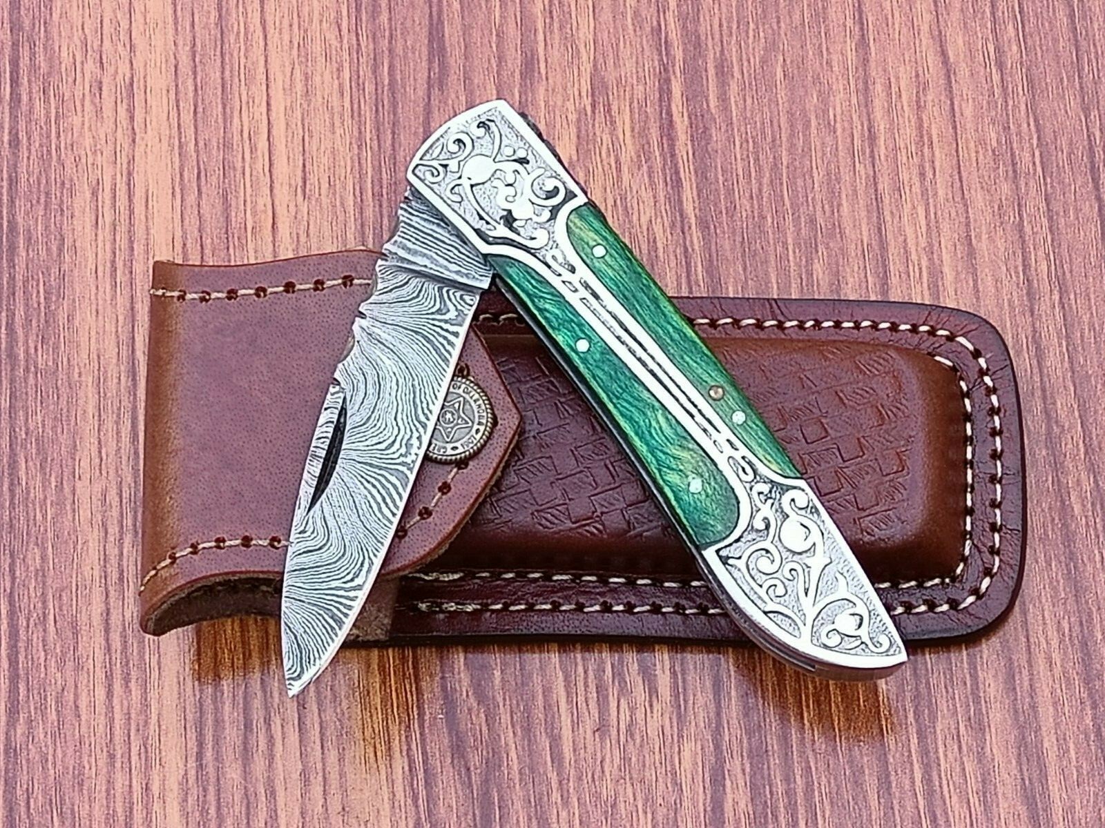 HANDMADE FORGED DAMASCUS STEEL FOLDING POCKET KNIFE HUNTING SURVIVAL EDC 880