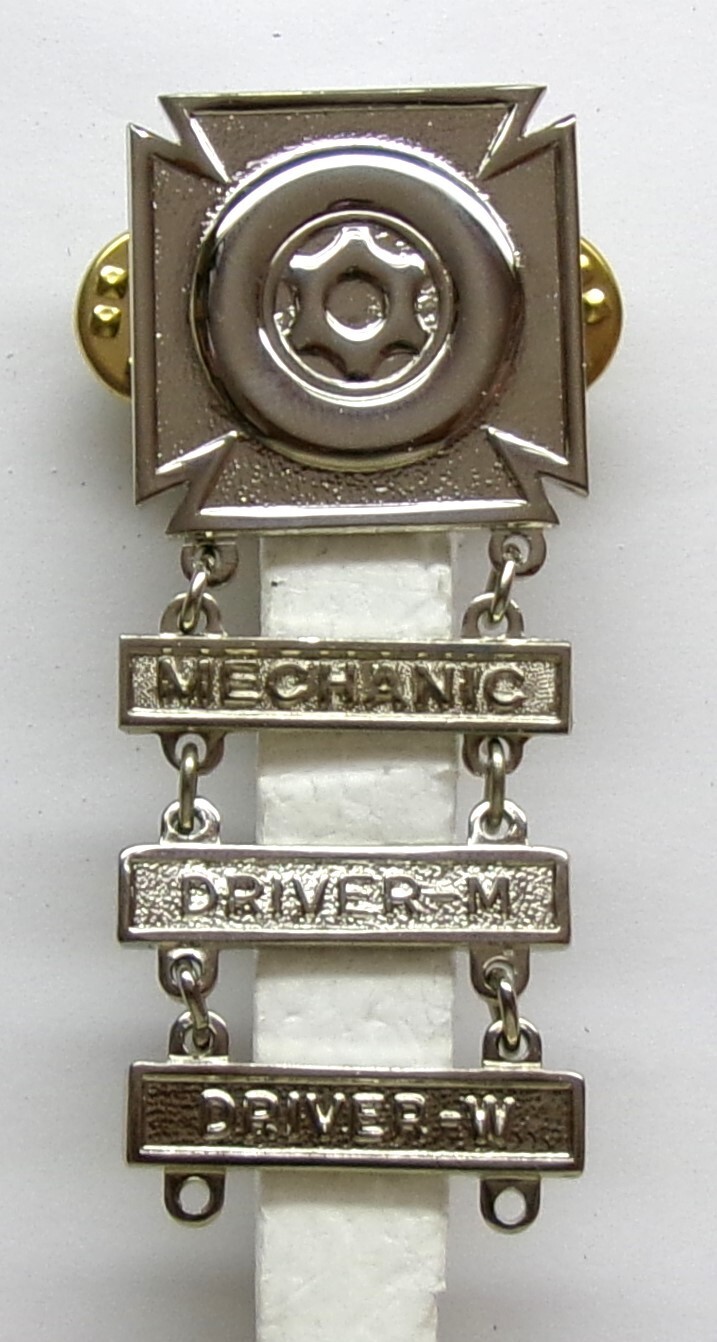 Army Qualification Driver Mechanic Badge with DRIVER-M W & MECH BAR Shiny Brite
