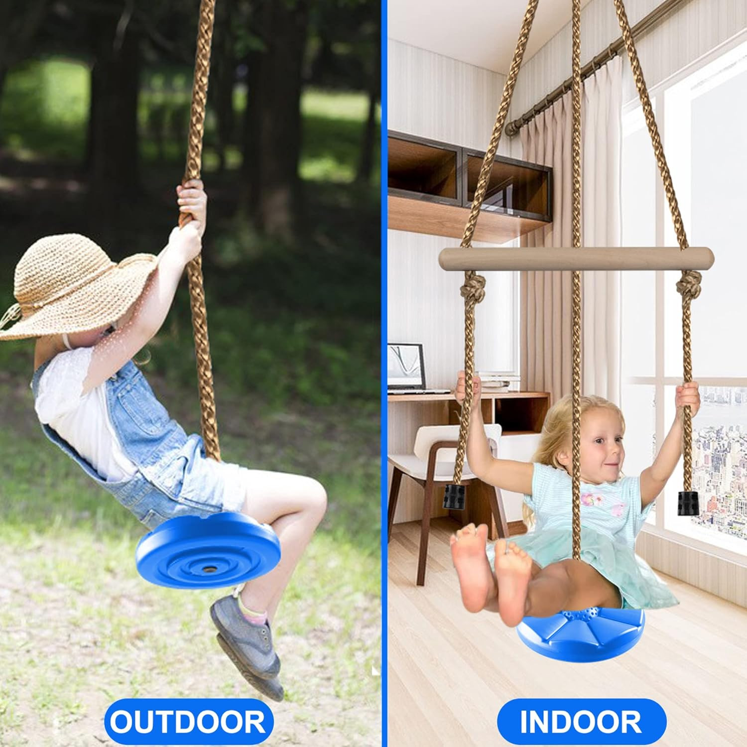 Disc Swing for Kids, Swing Set Accessories, 7FT Height Adjustable Gym Monkey Bar