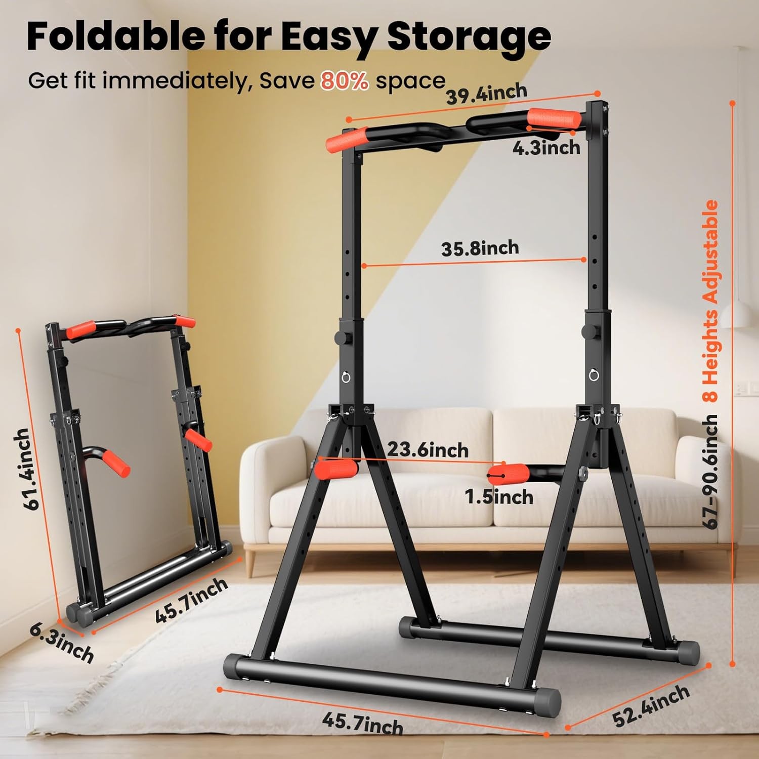 Adjustable Power Tower Pull Up Dip Station Multi-Function Pull Up Bar Station