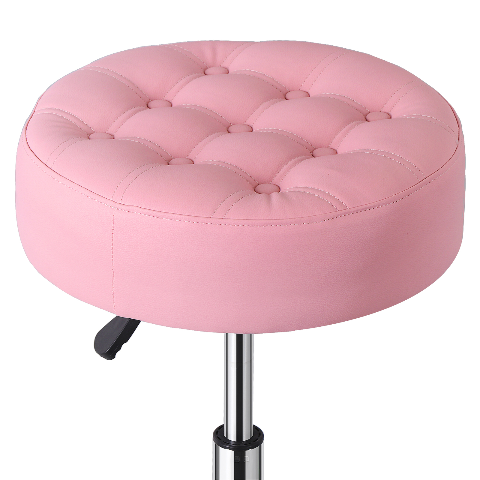 2 PCS Pink Vanity stool for Makeup Room Adjustable Height PU Leather Bar Stool