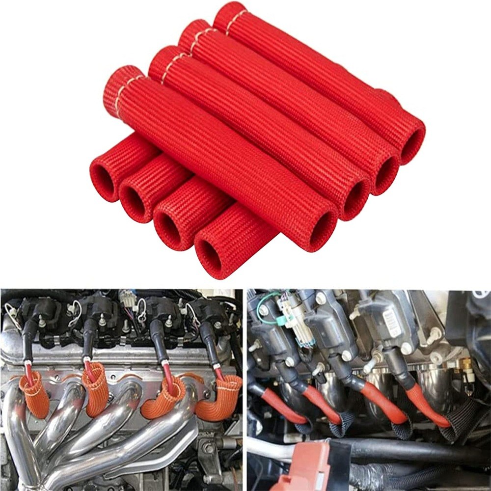 8Pcs Spark Plug Wire Heat Sheild Cover Fiberglas For Cadillac Dodge Plymouth