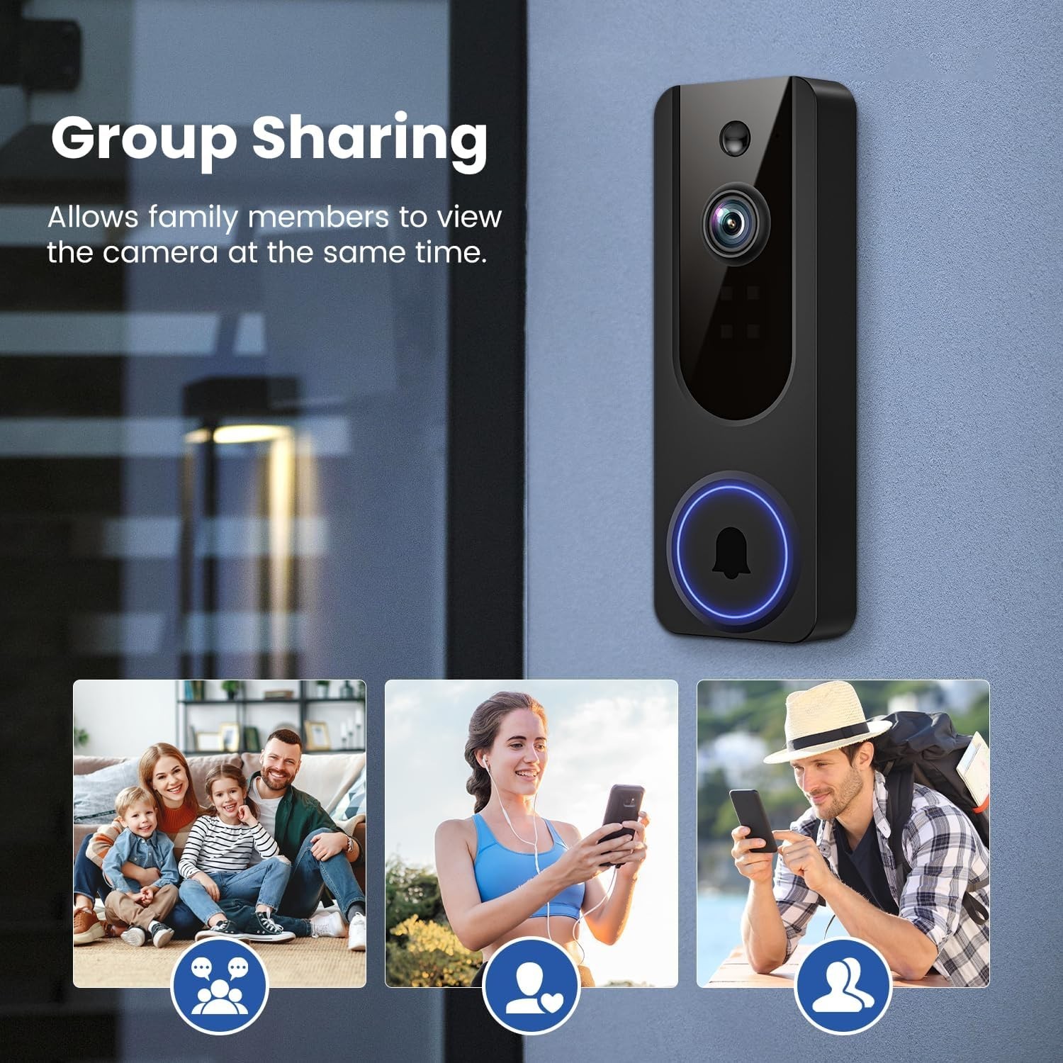 Wireless Smart Doorbell Camera with Motion Detection & Night Vision Capabilities