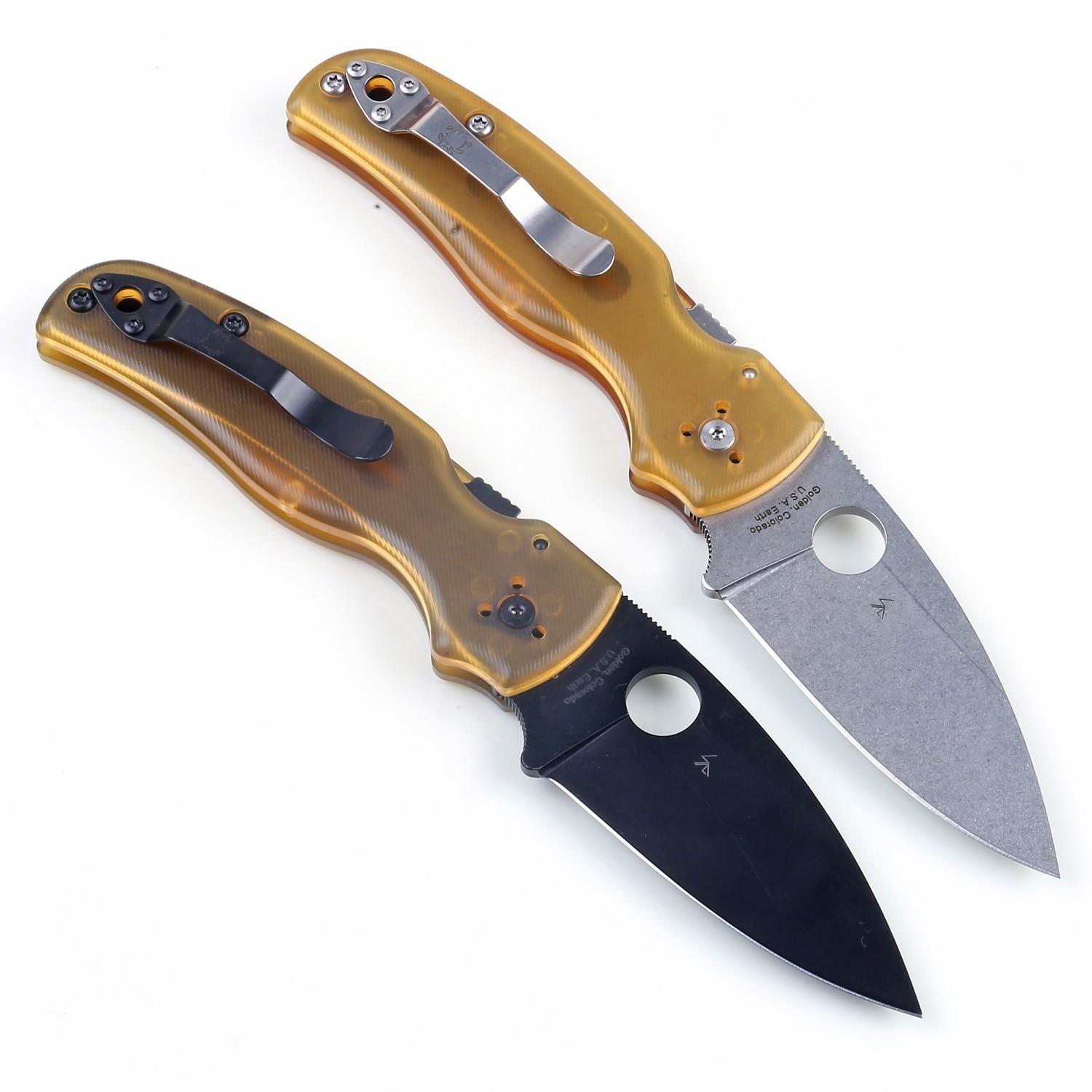 2025 Custom Version Amber PEI Handle Lock Back Pocket Tactical Knife Shaman C229