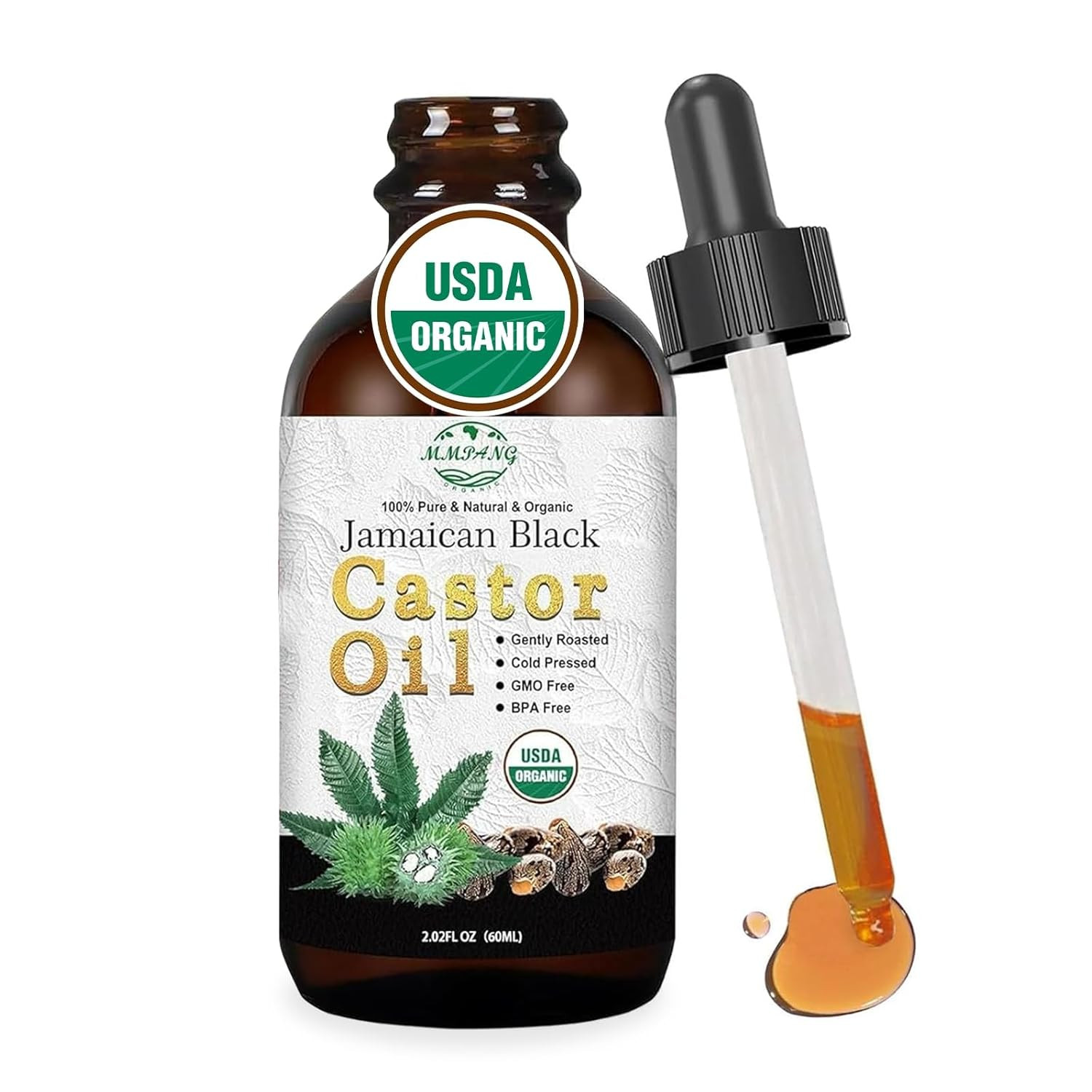 Organic Jamaican Black Castor Oil in Glass Bottle Cold Pressed Hexane Free, 100%