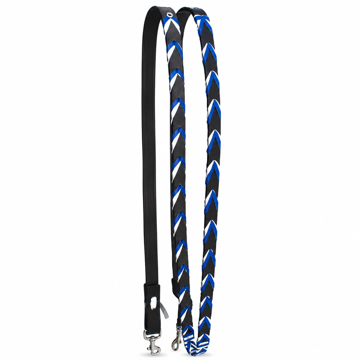 Horse Western Black Leather 8' Blue Silver Laced Barrel Contest Reins 66AA05BK