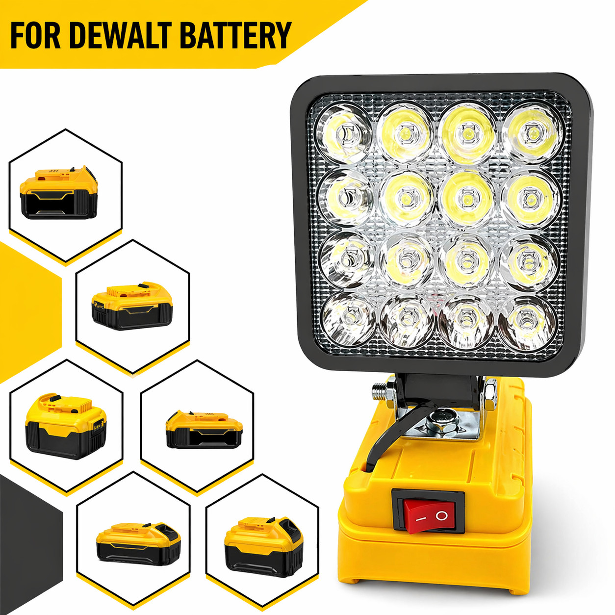 LED 54W 3000LM Flashlight Work Light Powered For DeWalt 20V Li-ion Battery