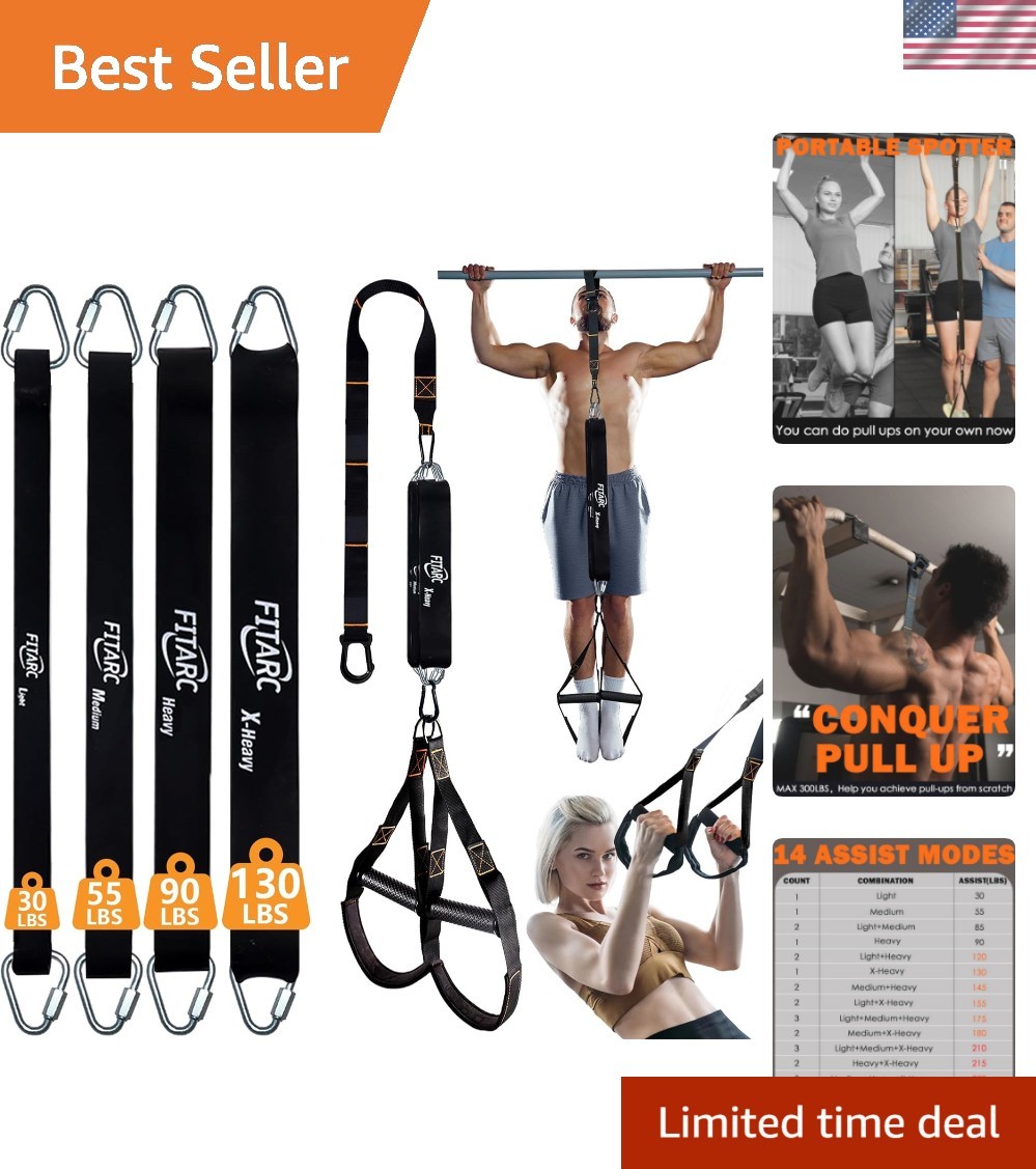 Customizable Resistance Pull Up Bands Set with Door Anchor - Max Support 300LBS