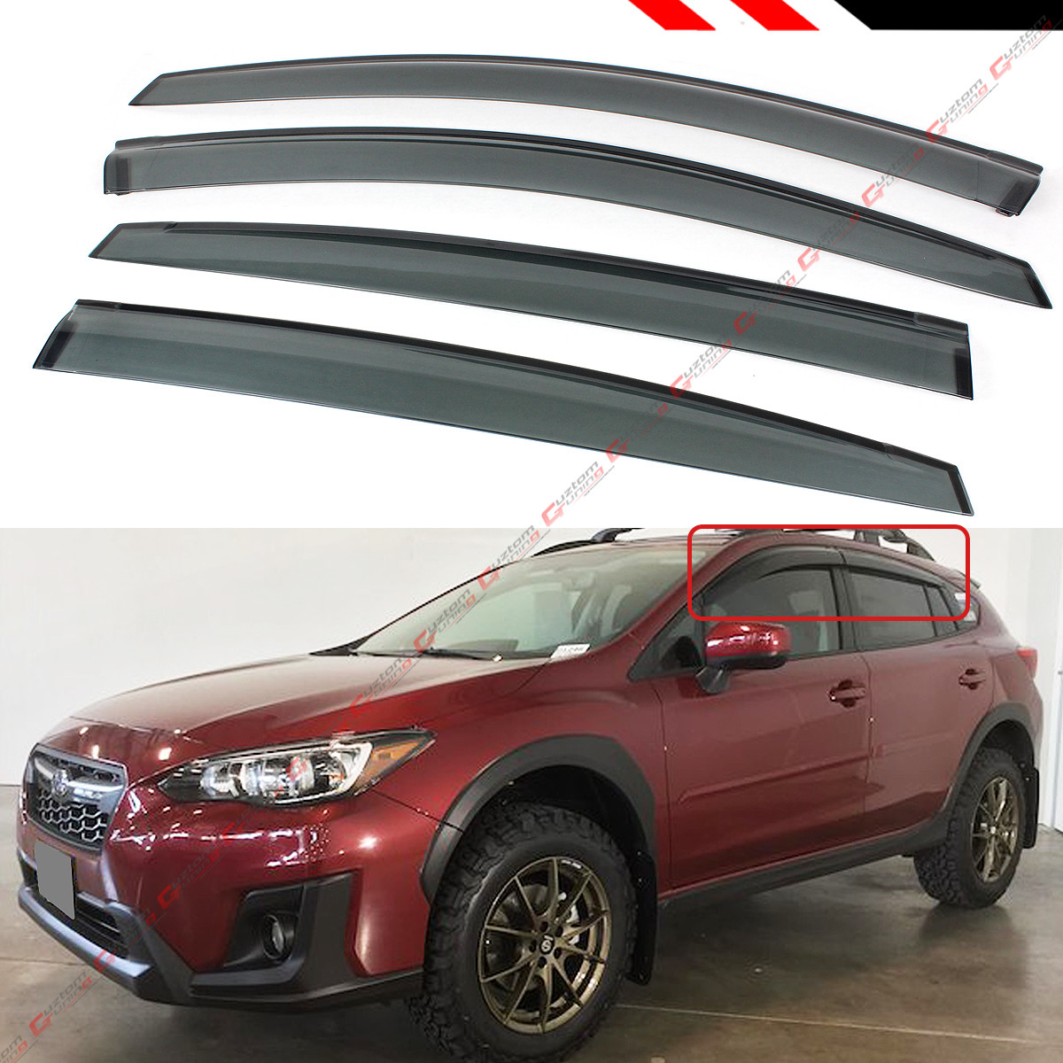 FOR 18-2023 SUBARU CROSSTREK SMOKE WINDOW VISOR RAIN GUARD VENT SHADE DEFLECTOR