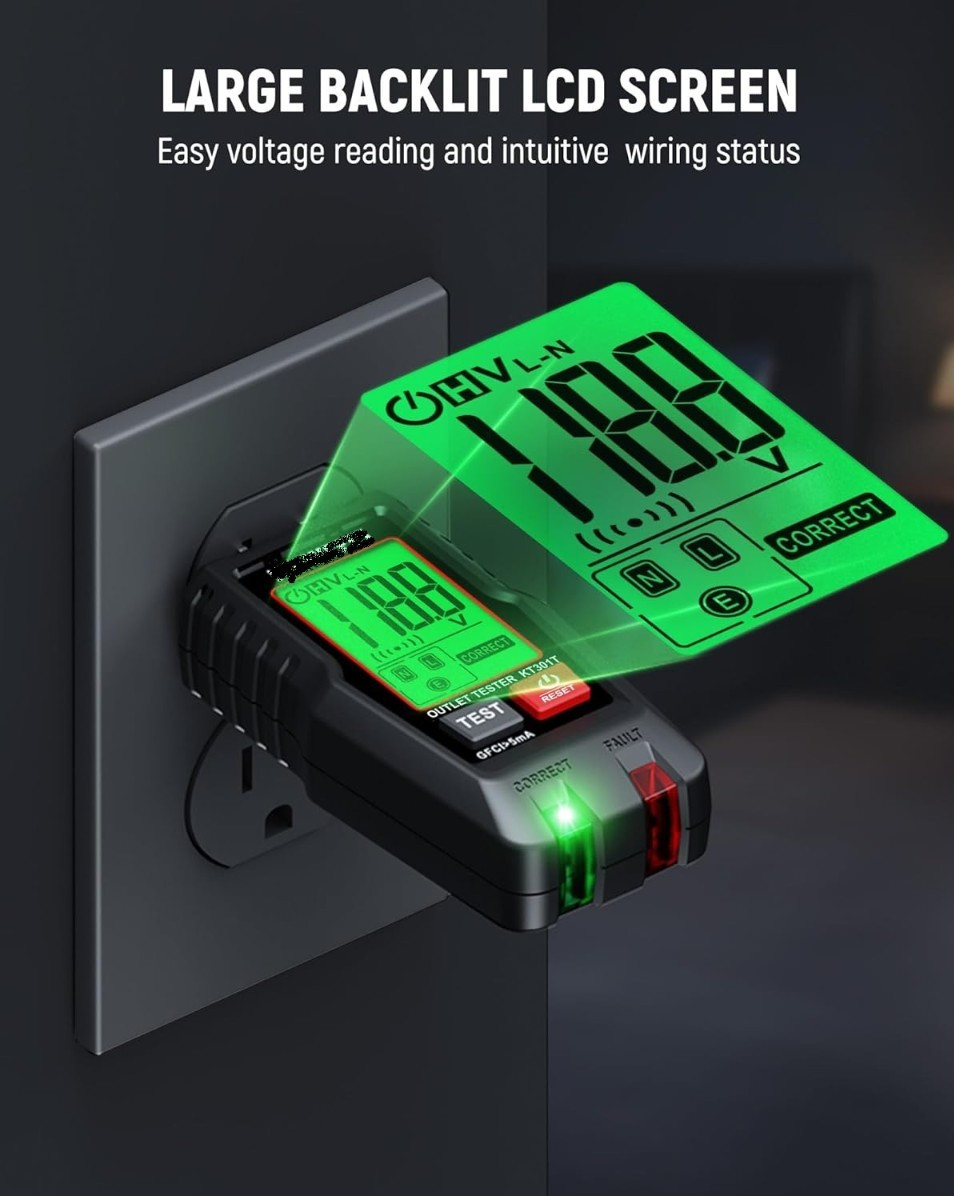 Electrical Test Kit NCV Voltage Tester GFCI Outlet Tester LCD 2Pc Set