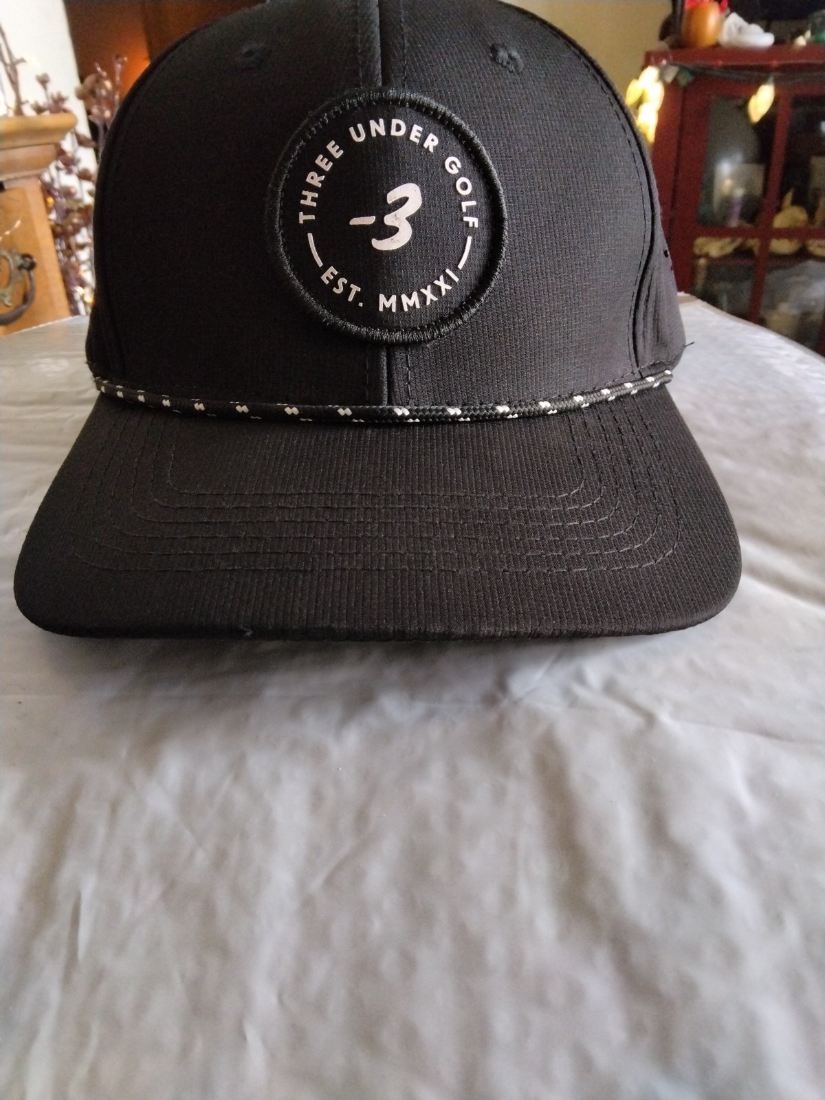 Three Under Golf Vented Cap - Est. MMXXI - Black & White Snap Back - Adjustable