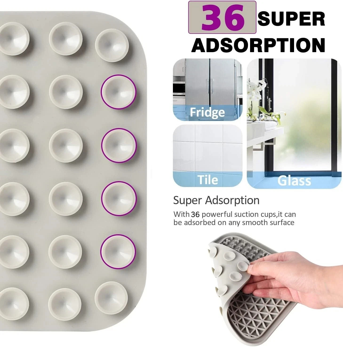 Lick Mat for Dogs Suction Cup Slow Feeder, Anxiety Relief Pad for Training, Grey