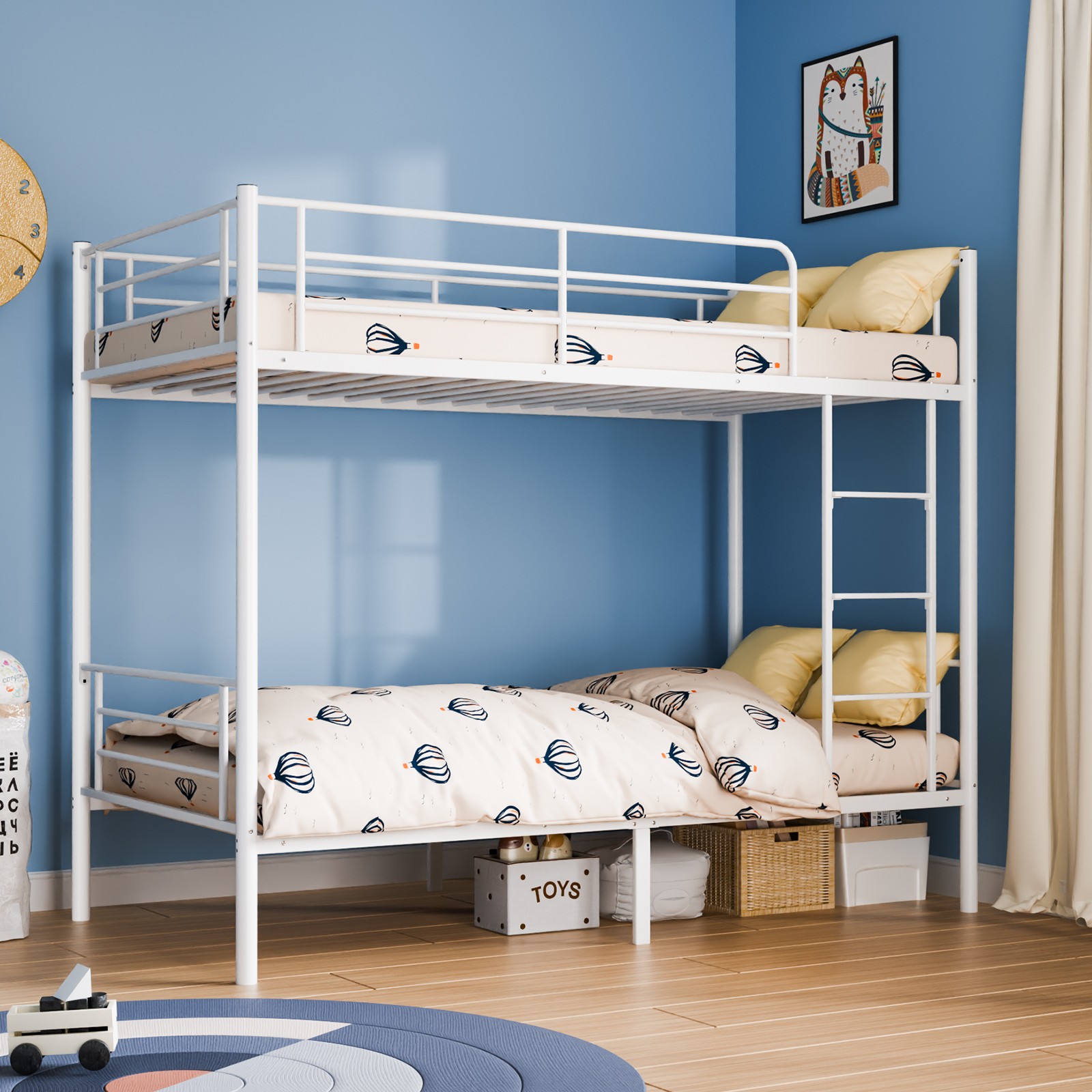 Heavy Duty Twin over Twin Bunk Bed Frame Steel Ladder for Kids Adult Bedroom