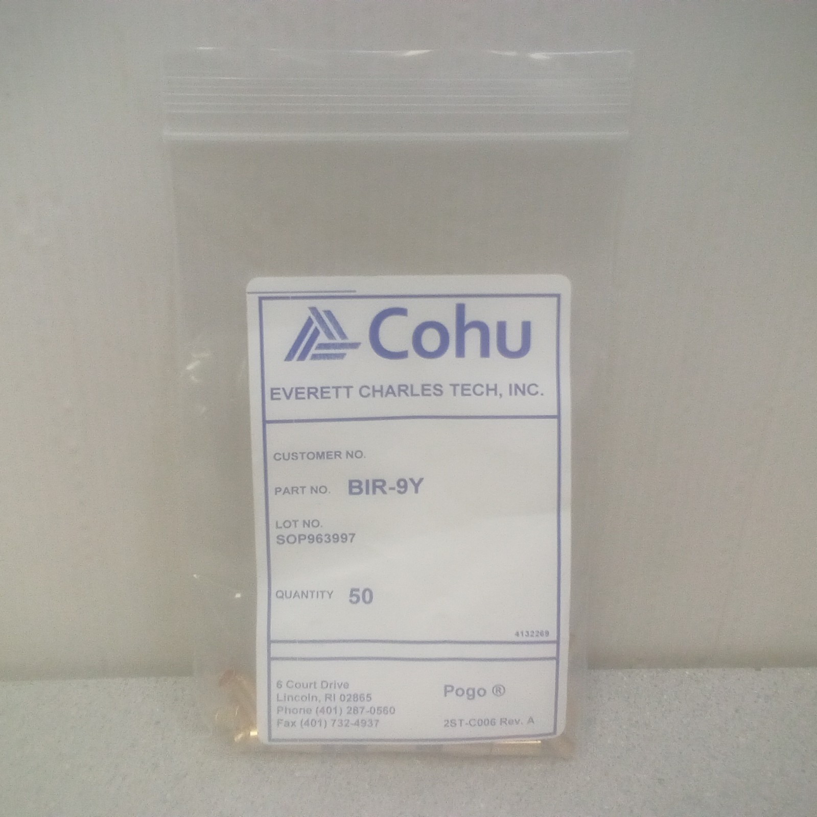 Cohu Everett Charles Tech. BIR-9Y Probe Receptacle 12.5mm