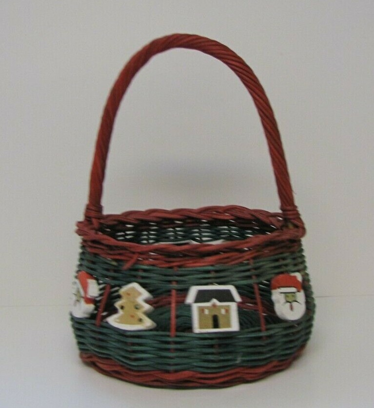Christmas Baskets Woven Wicker 11" Tall
