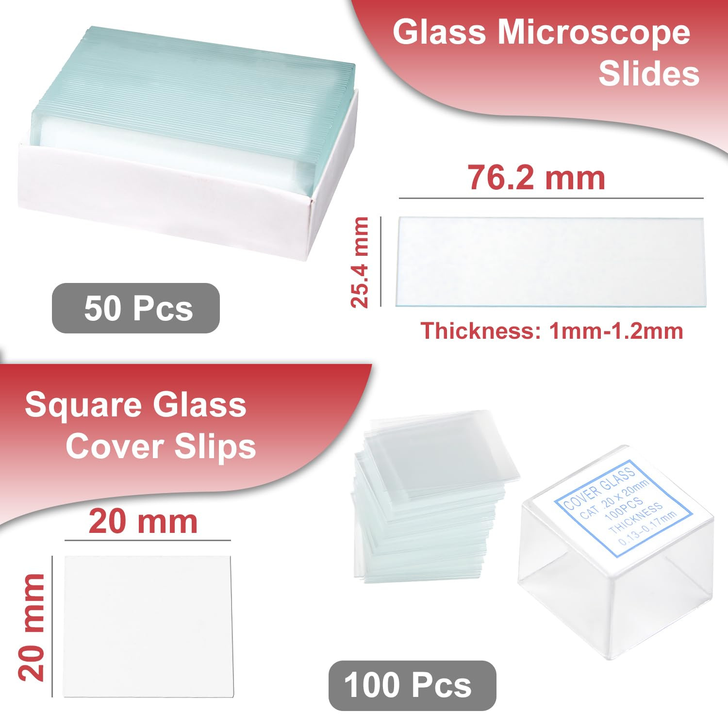 Microscope Slides Clear Glass 50 Pcs Blank Microscope Slides Ground Edges 1" X