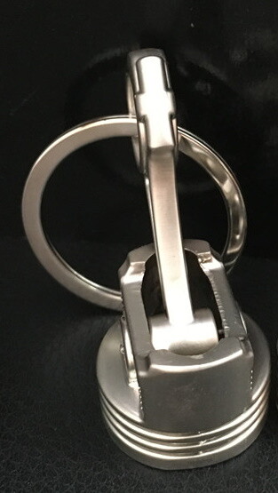 Piston Keychain Connecting Rod Car Engine Silver Metal 3D Keyring Key Chain Big