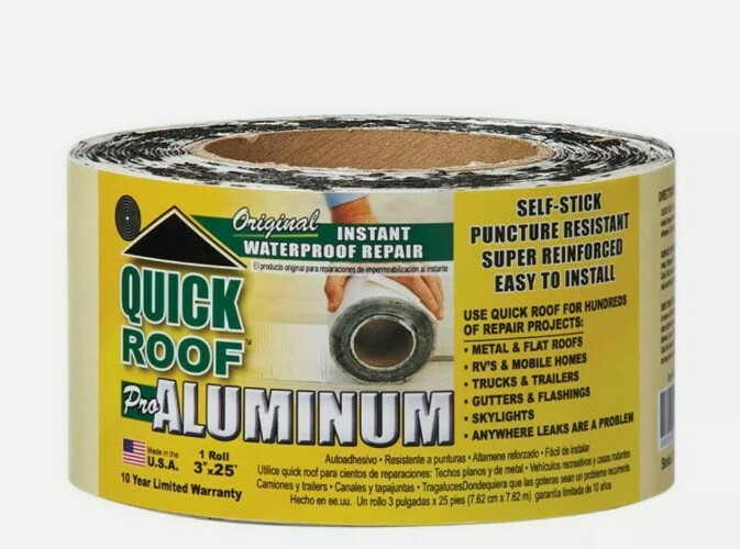 NEW! QUICK ROOF Aluminum Self Stick Instant Waterproof Repair 3" x 25' QR325