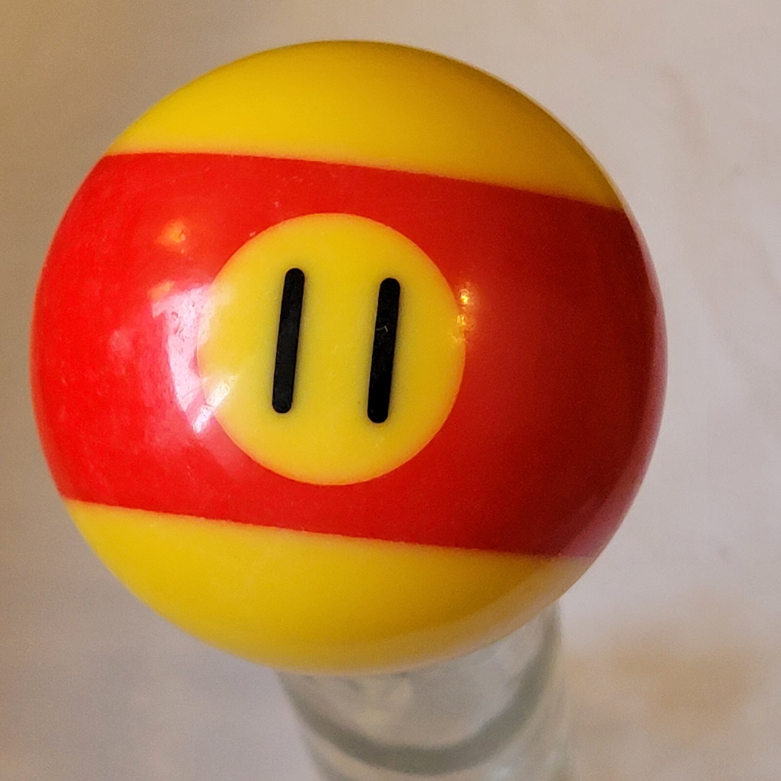 Vintage Number 11 Red Striped Replacement Pool Ball Yellowed