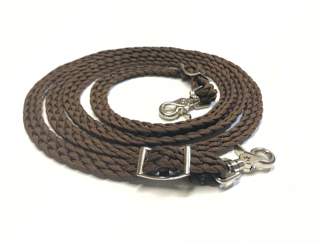 flat braided reins western paracord rein horse tack dark walnut brown rein