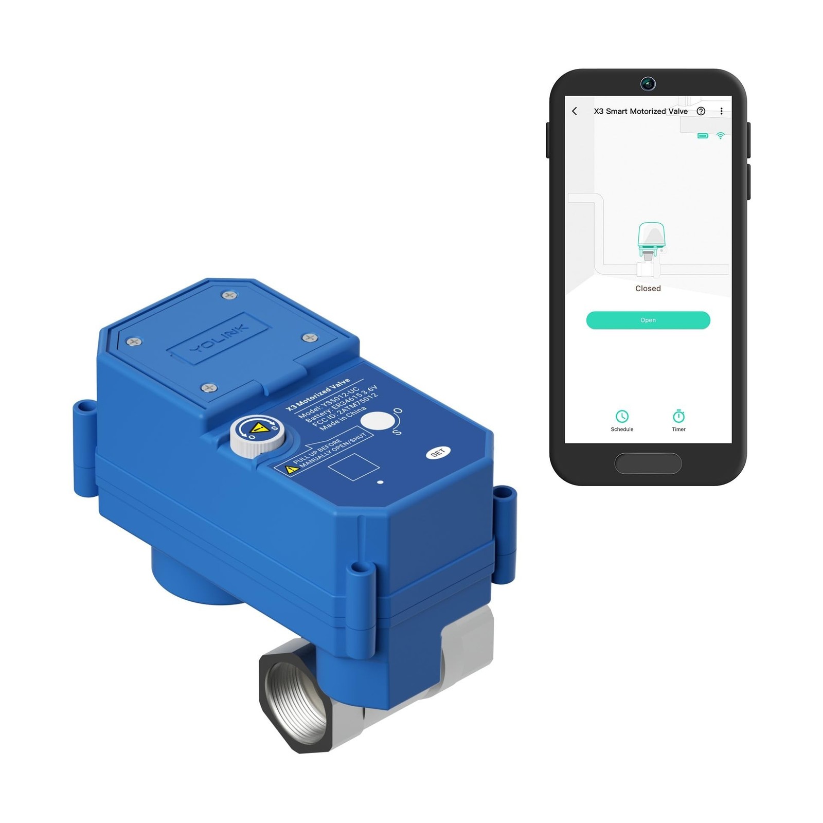 NSF Certified YoLink X3 Smart 3/4" Motorized Stainless Steel Ball Valve, LoRa...