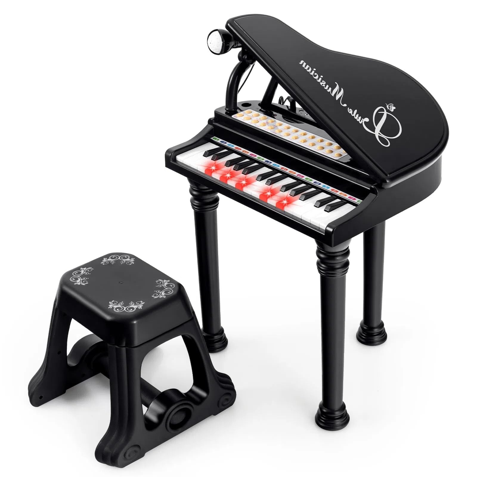 Glacer 31 Key Keyboard Piano Portable Electronic Piano W/ Stool Led Keys