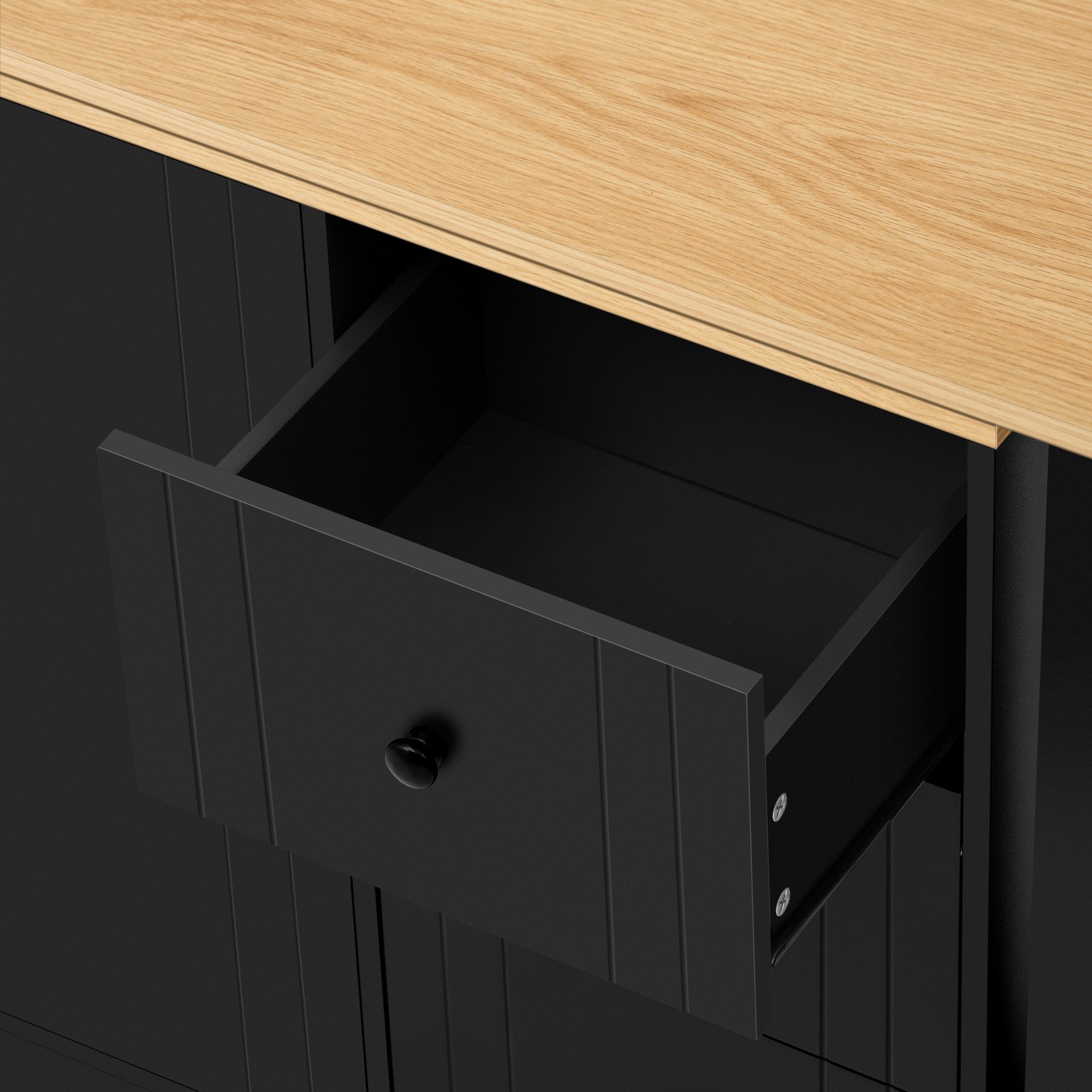 89.7''Wooden Sideboard with Extendable Table,Multifunctional Storage Cabinet*