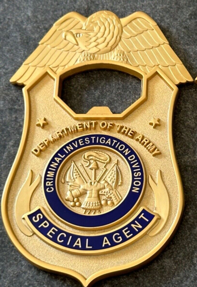 US Army CID - Criminal Investigation Div GOLD shield “OPENER” challenge coin