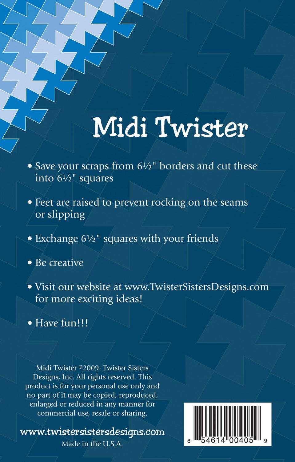 Midi Twister Pinwheel Template by Twisted Sisters
