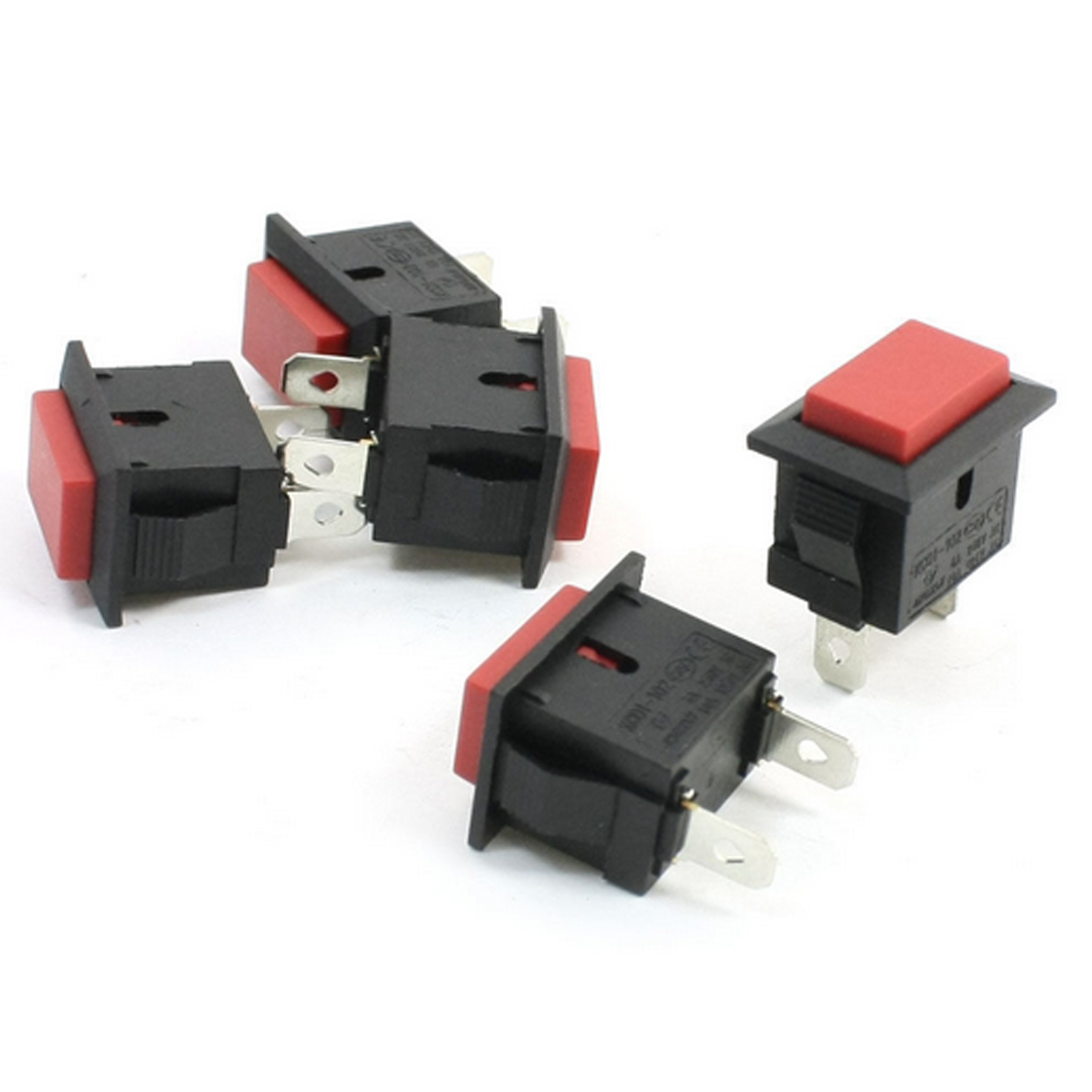 10pcs Red Cap Rectangle Momentary NO 2 Pins Push Button Switch SPST