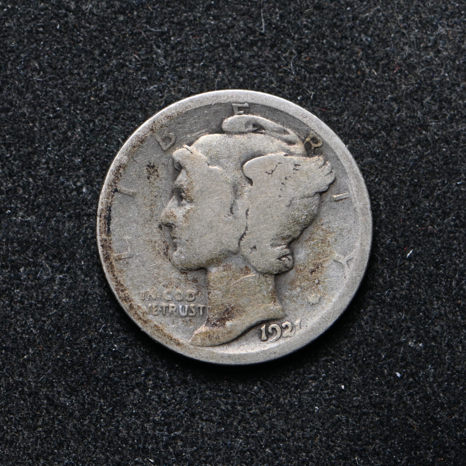 1921 Mercury Silver Dime Good (cn17063)