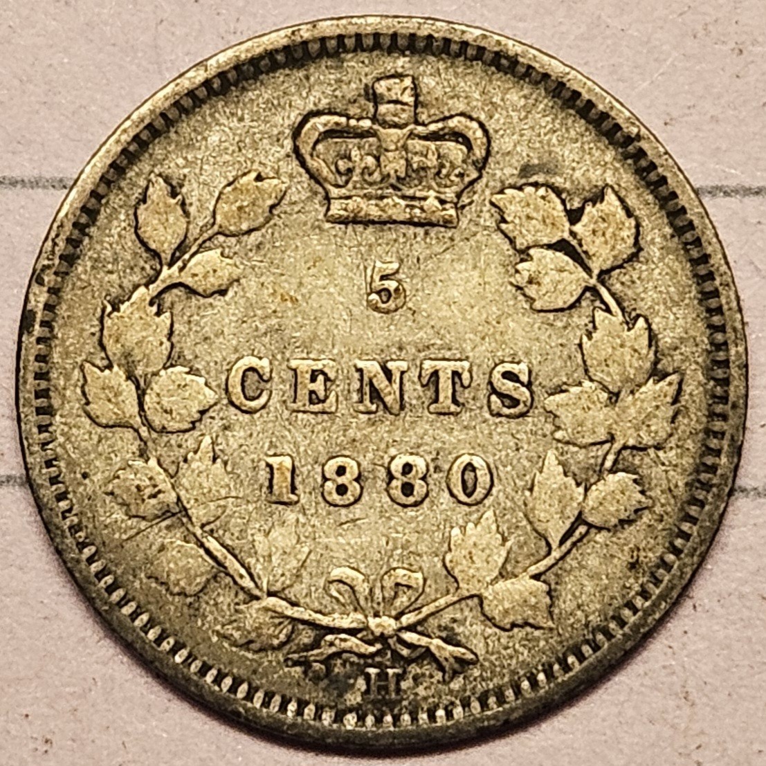 1880 H CANADA FIVE 5 CENT VICTORIA STERLING SILVER NICKEL COIN