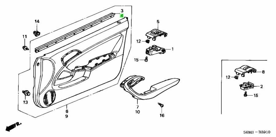 HONDA Genuine OEM RSX DC5 02-06Front Door Inner Weatherstrip LH 72375-S6M-013