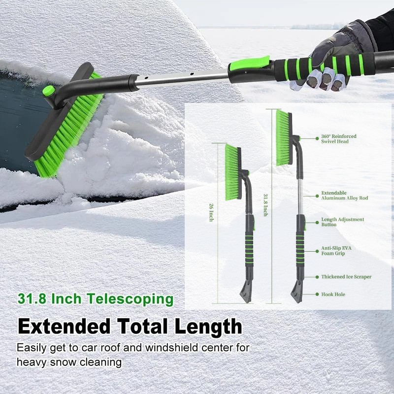 1x Extendable 2 in 1 Car Snow Brush & Ice Scraper For Car Truck SUV Windshield