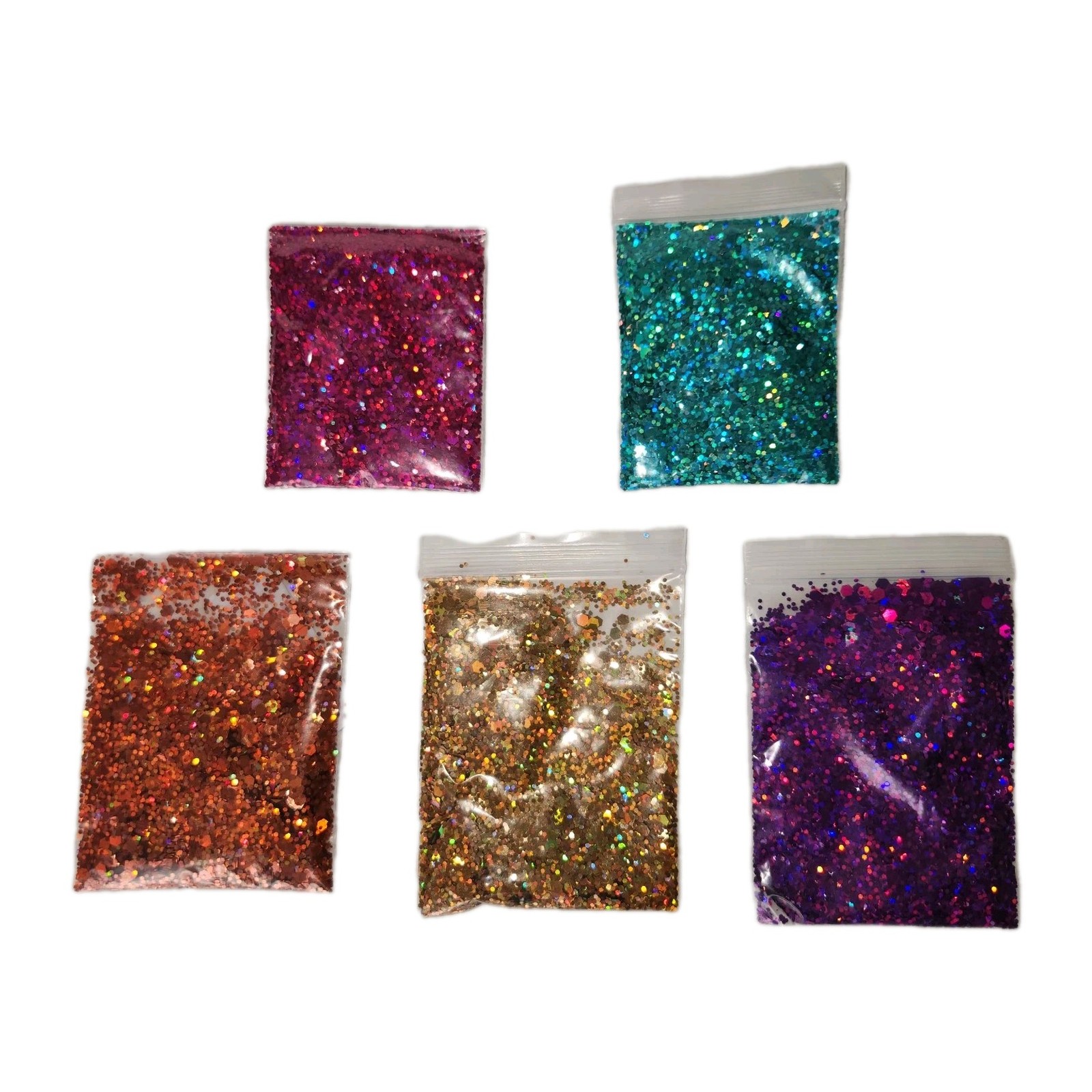 5 bags Mixed Size Holographic Glitter 10 grams each