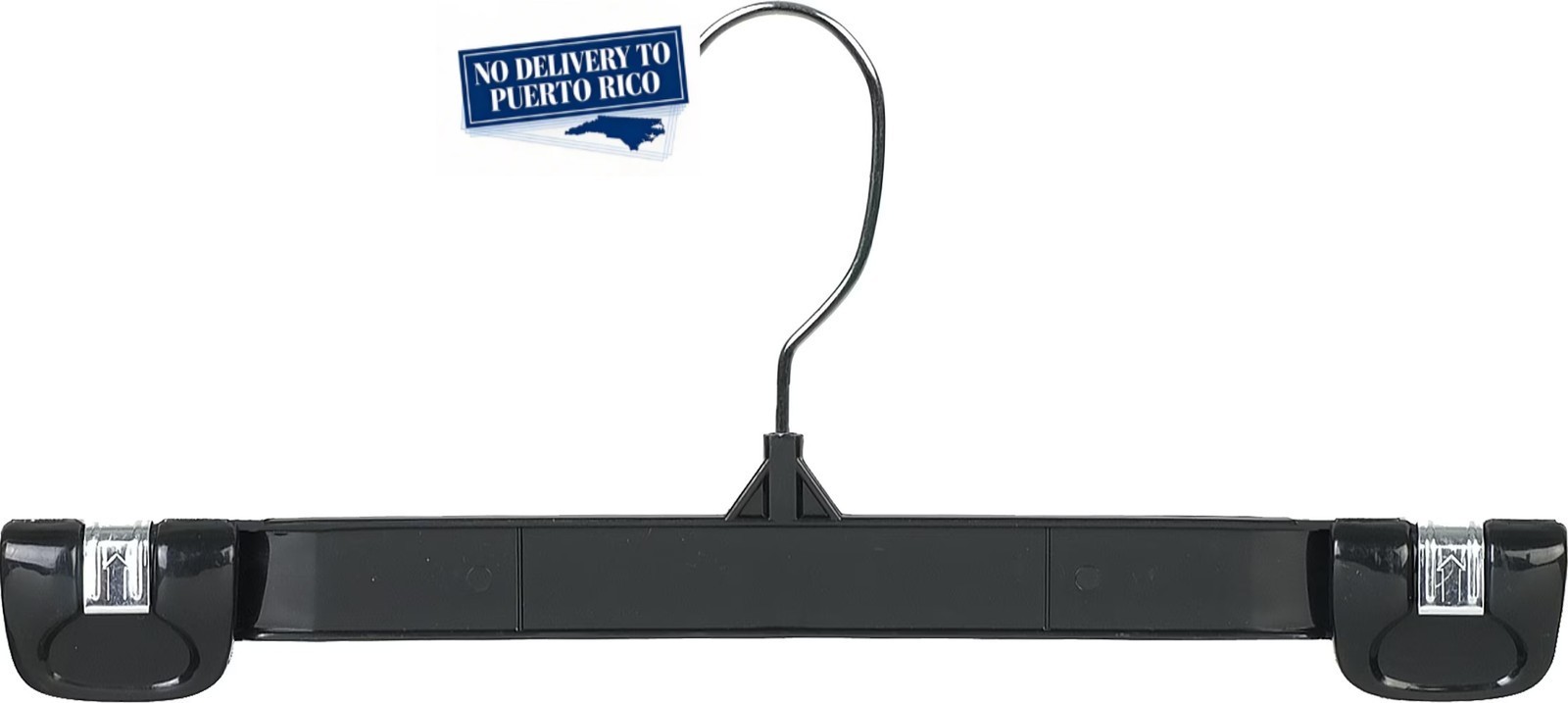 Black Plastic Bottom Hanger with Pinch Grips, 25 Pack