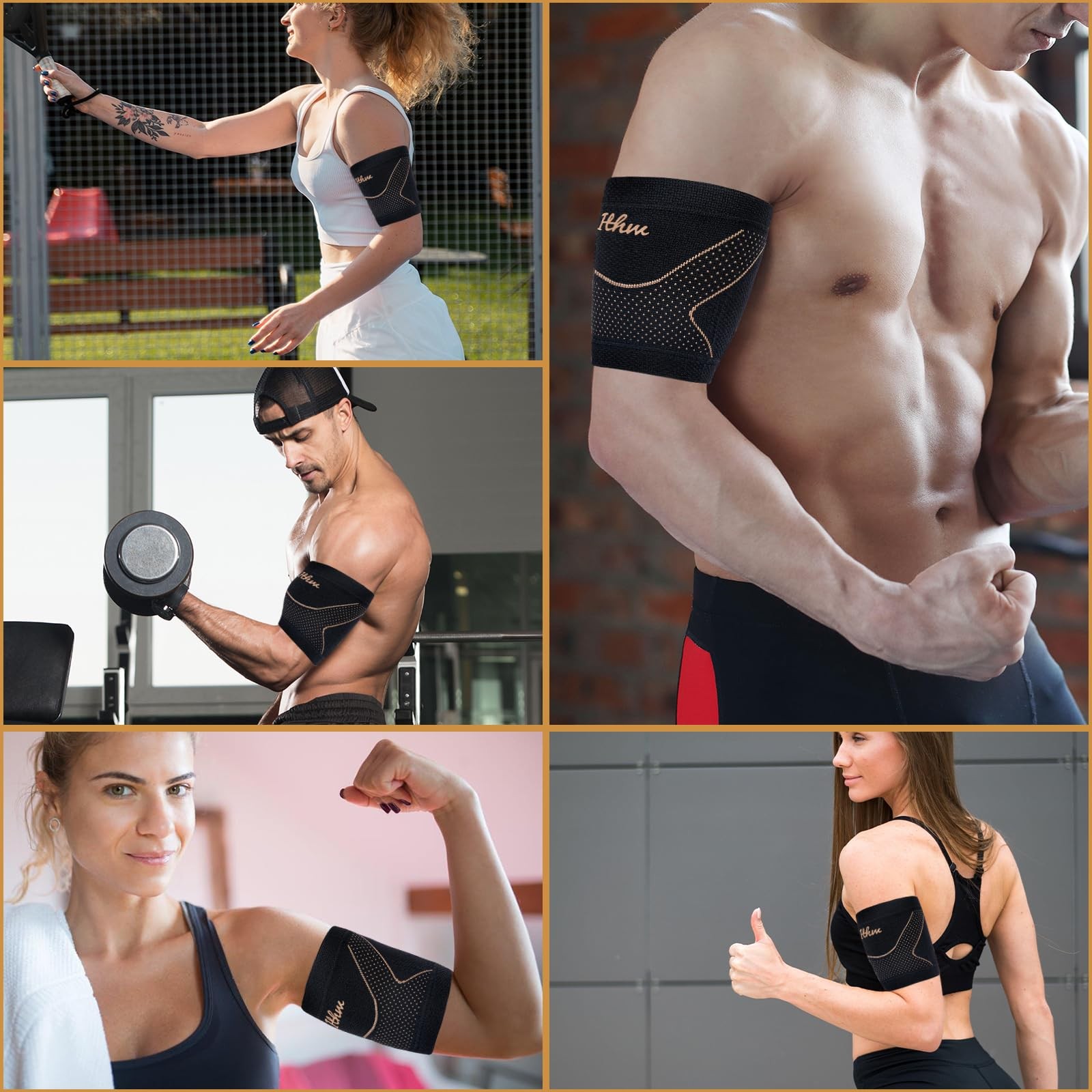 Copper Bicep Tendonitis Brace, Bicep Compression Sleeve for Pain Relief, Uppe