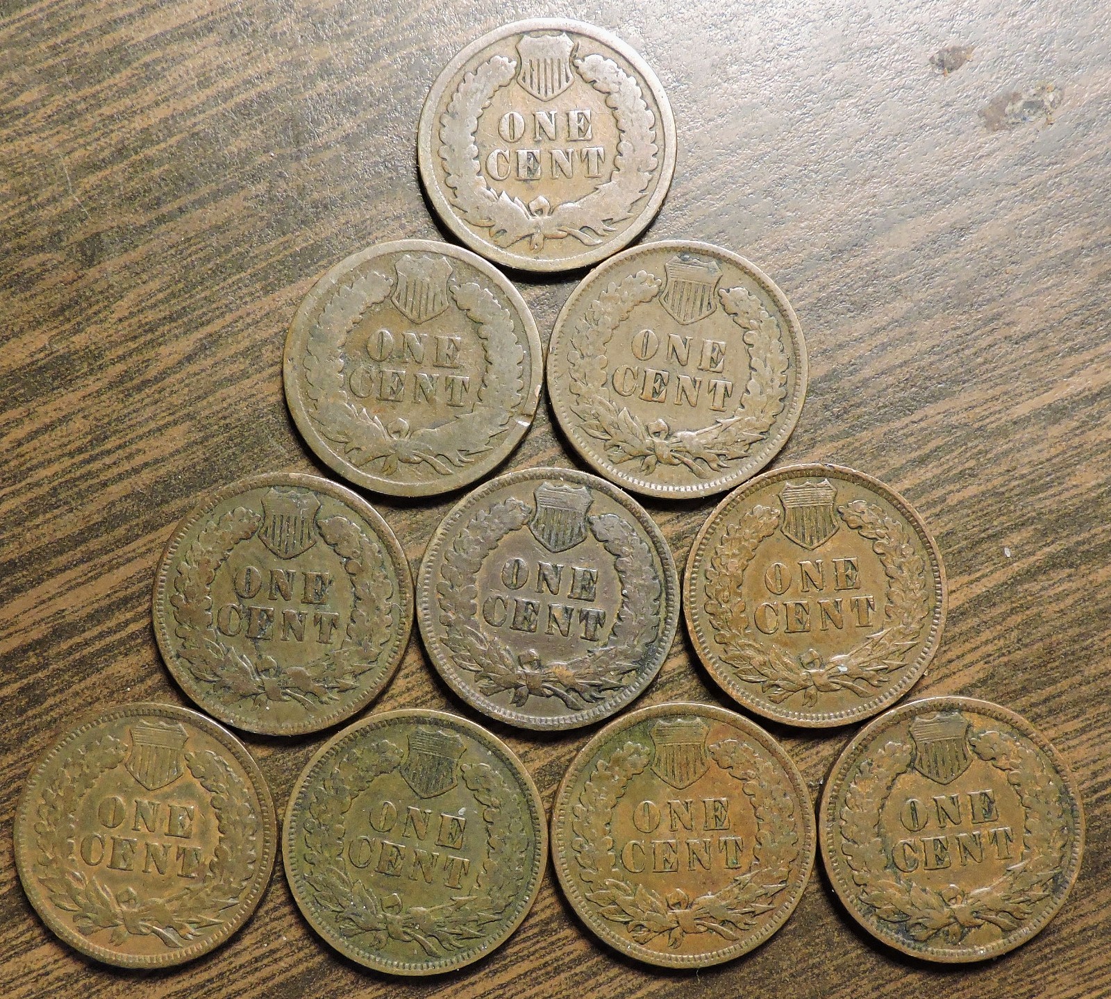 10 Indian Head Cents 1896, 1899 - 1907
