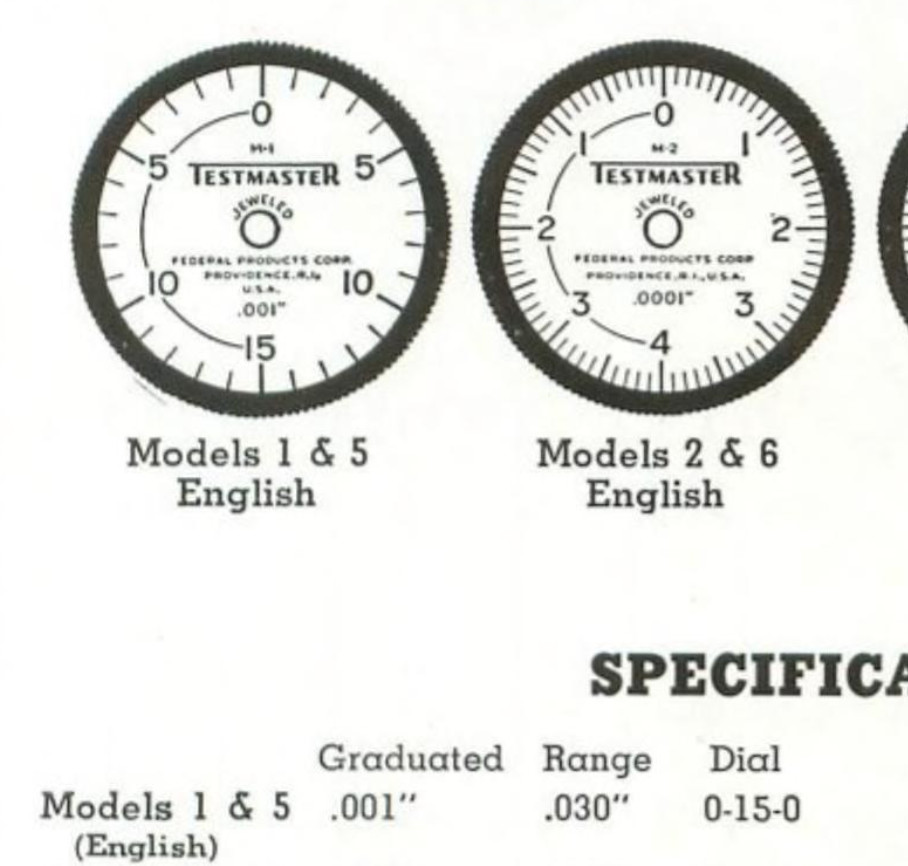 TESTED!! FEDERAL Dial Test Indicator .001" Model One USA MADE