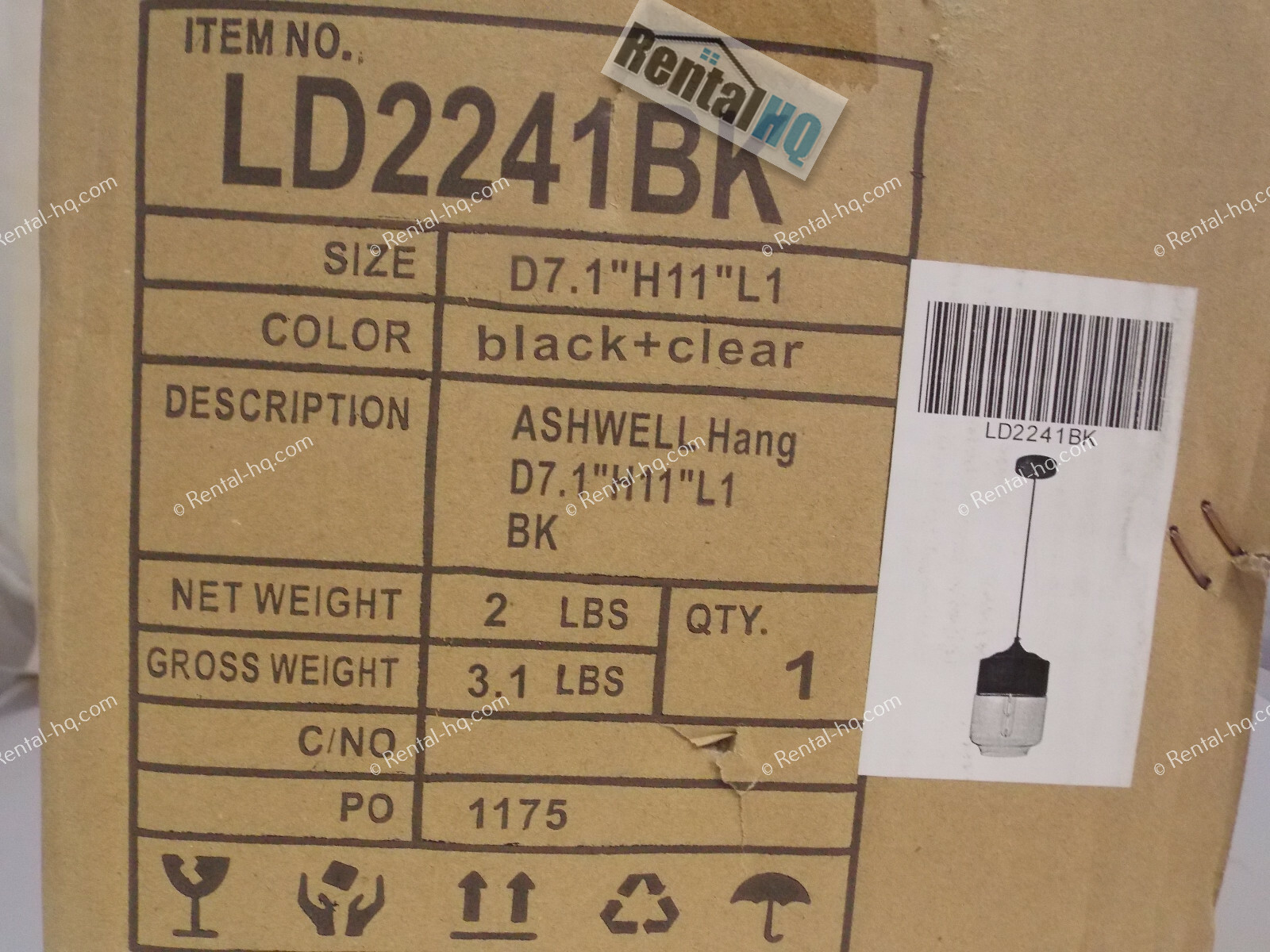 Living District LD2241BK Ashwell 1 Light 5"W Mini Pendant,Black