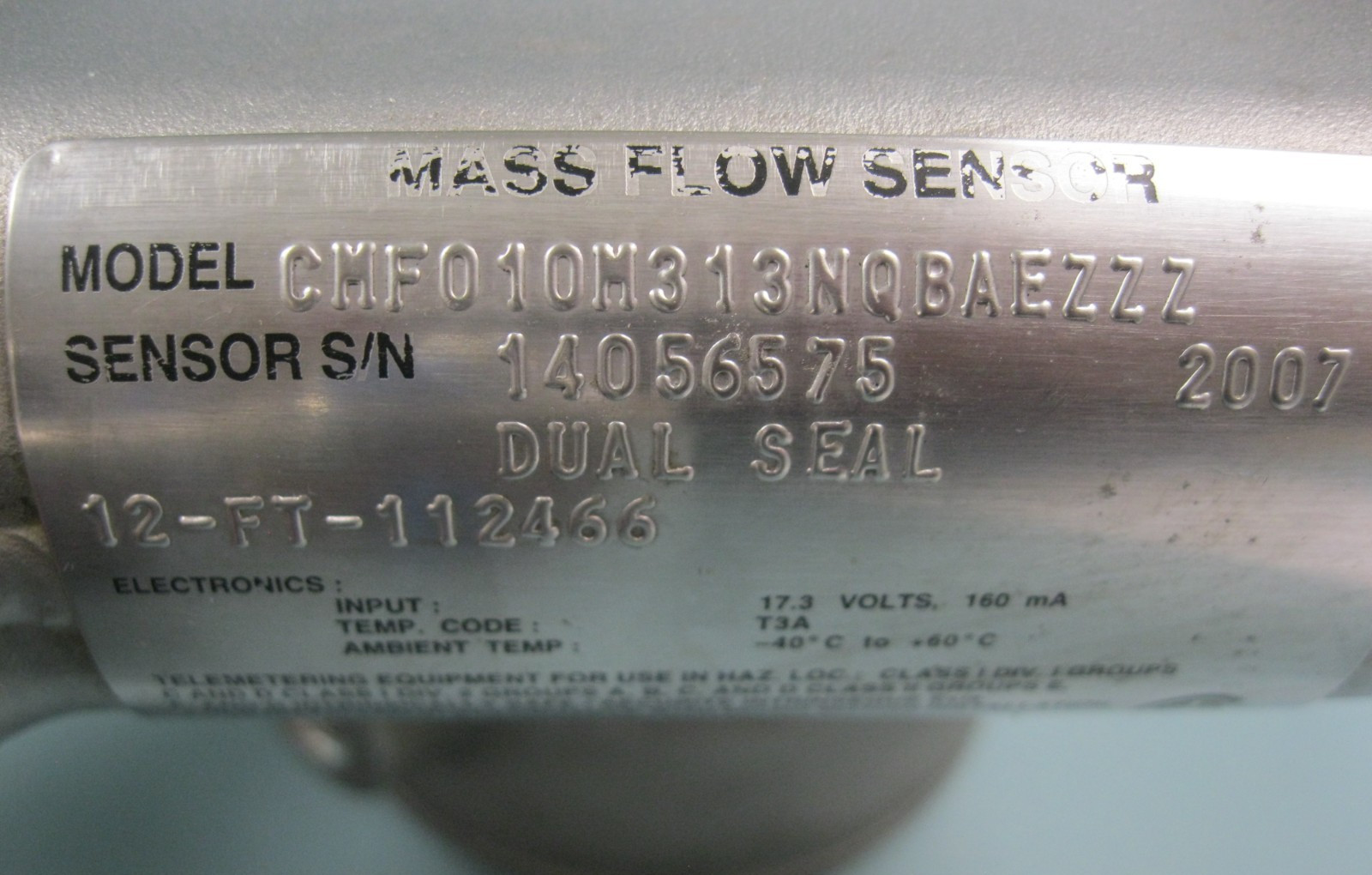Micro Motion CMF010 Mass Flow Sensor 1/2" 150# 700 Core Processor C18