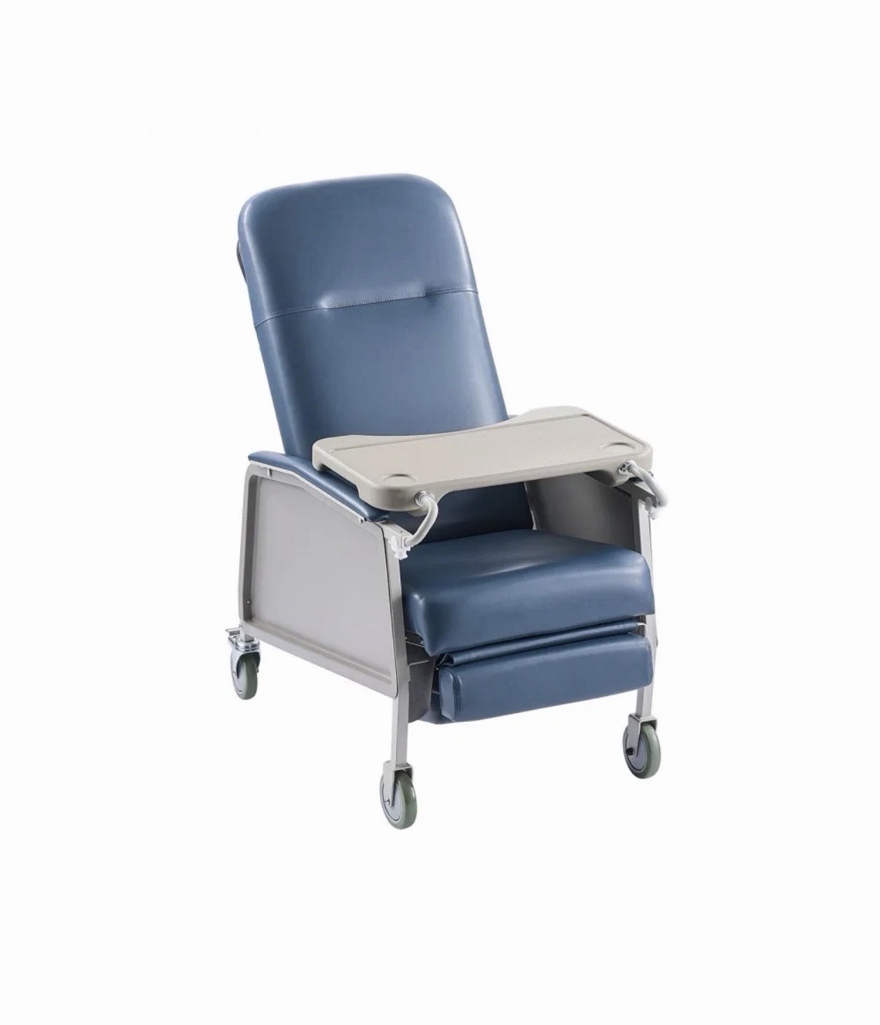 VEVOR 3-Position Geri Chair Recliner Blue w/ Tray & Casters D574-BR Open Box