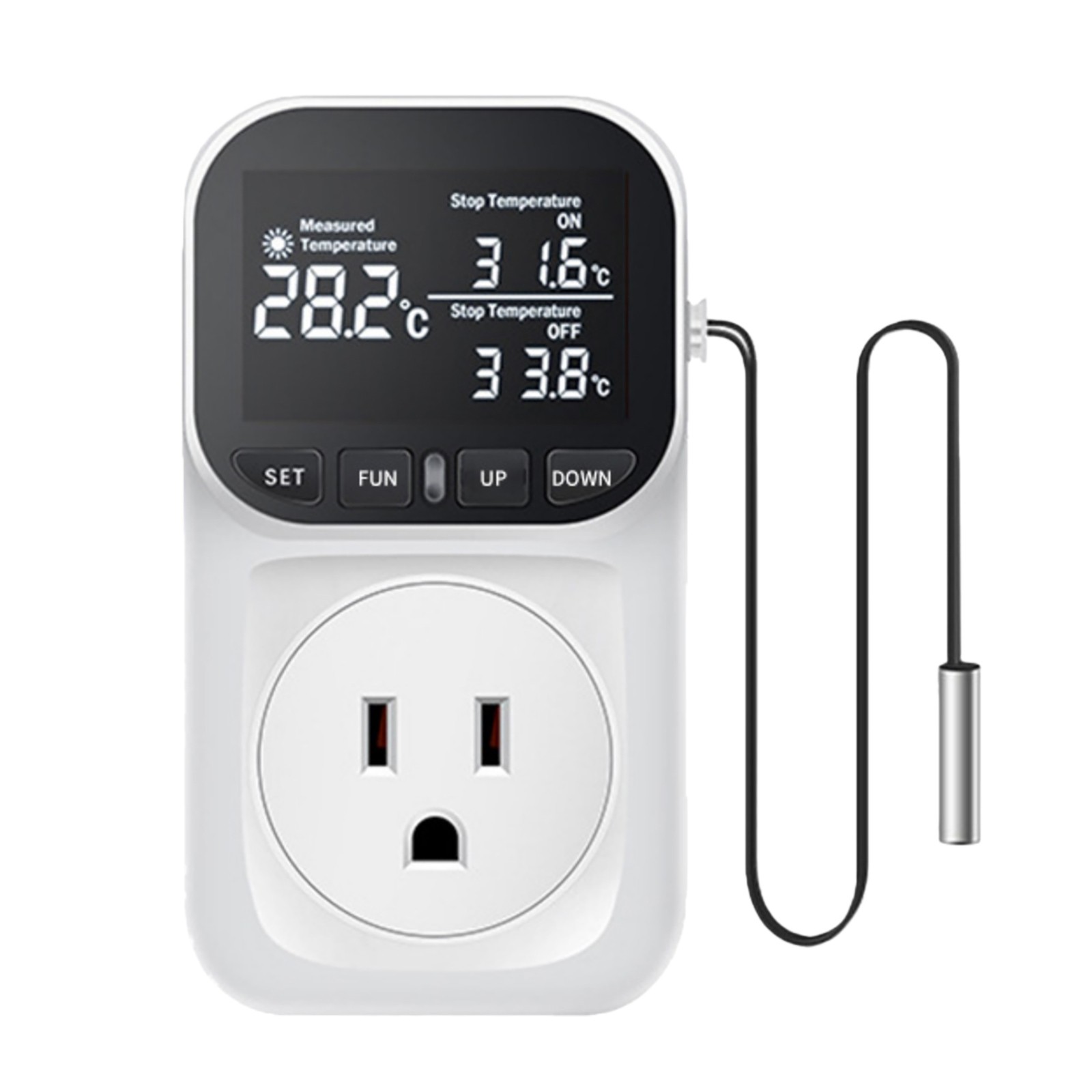 Digital Temperature Controller Plug Thermostat With Memory Function 16A Output