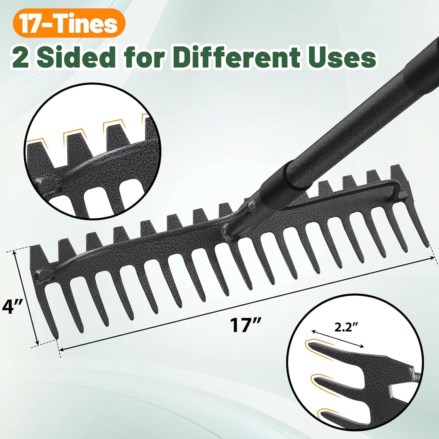 Garden Rake for Leaves, Grass, Weeding