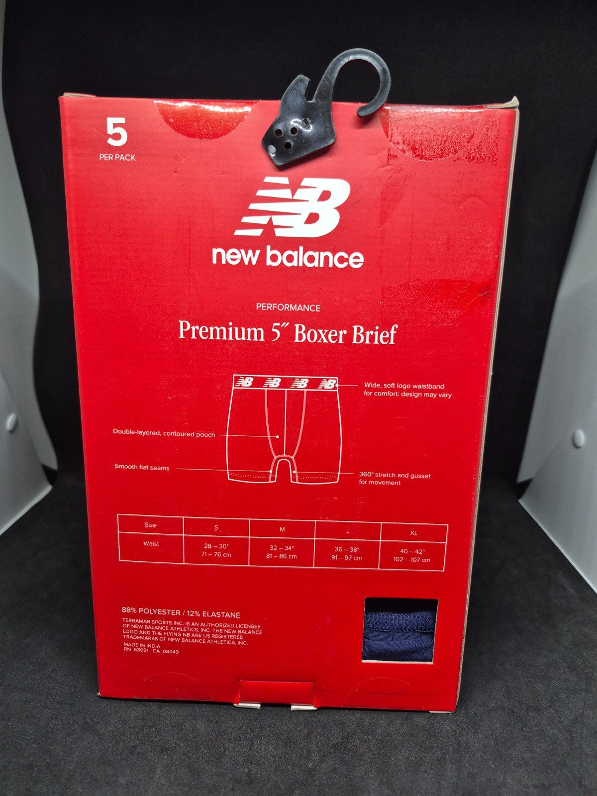 New Balance Men's 5 Pack Performance -Premium Boxer 5" Briefs Performance