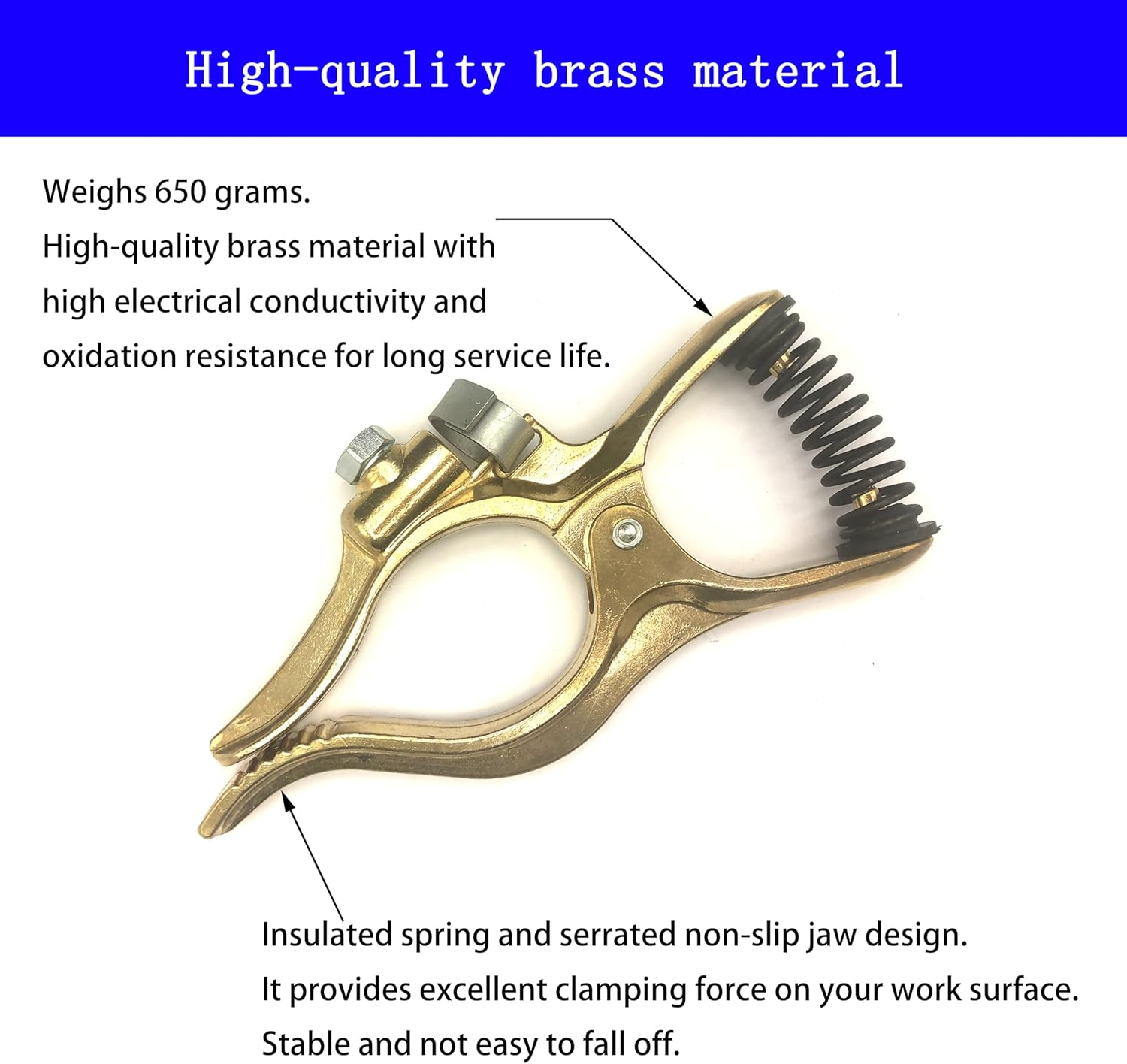 300-Amp T-Style Welding Ground Clamp Brass